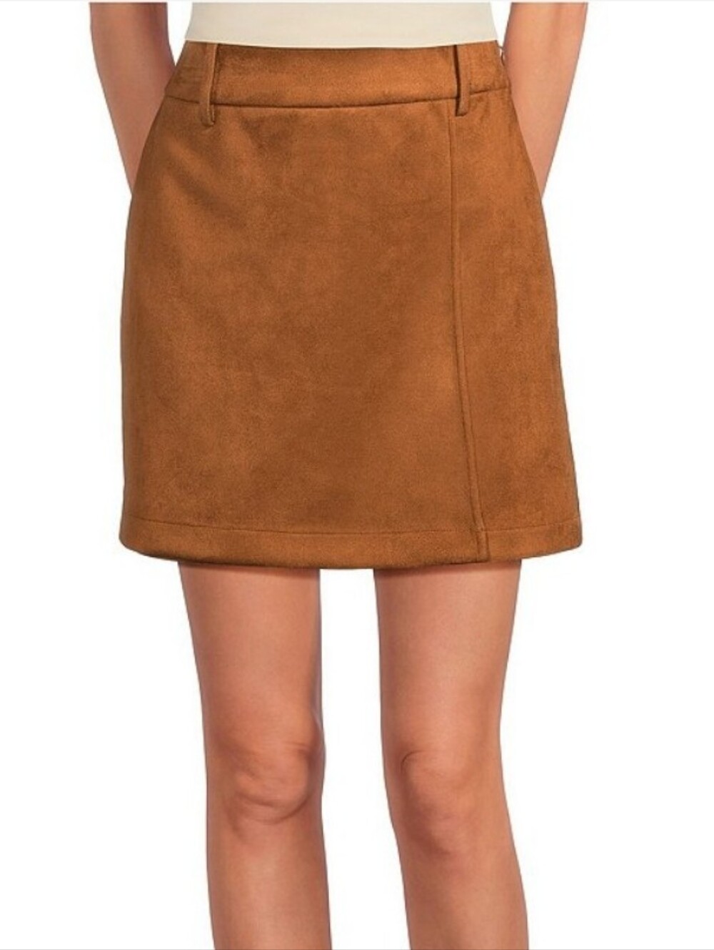 A Loves A Faux Suede High Rise Wrap Front A-Line Mini Skirt Camel Brown XL NWT